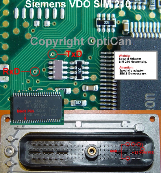 Siemens SIM 210 (Citroen) pinout diagram 1
